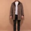 Vintage 70's Men Shearling Suede Coat In Grey