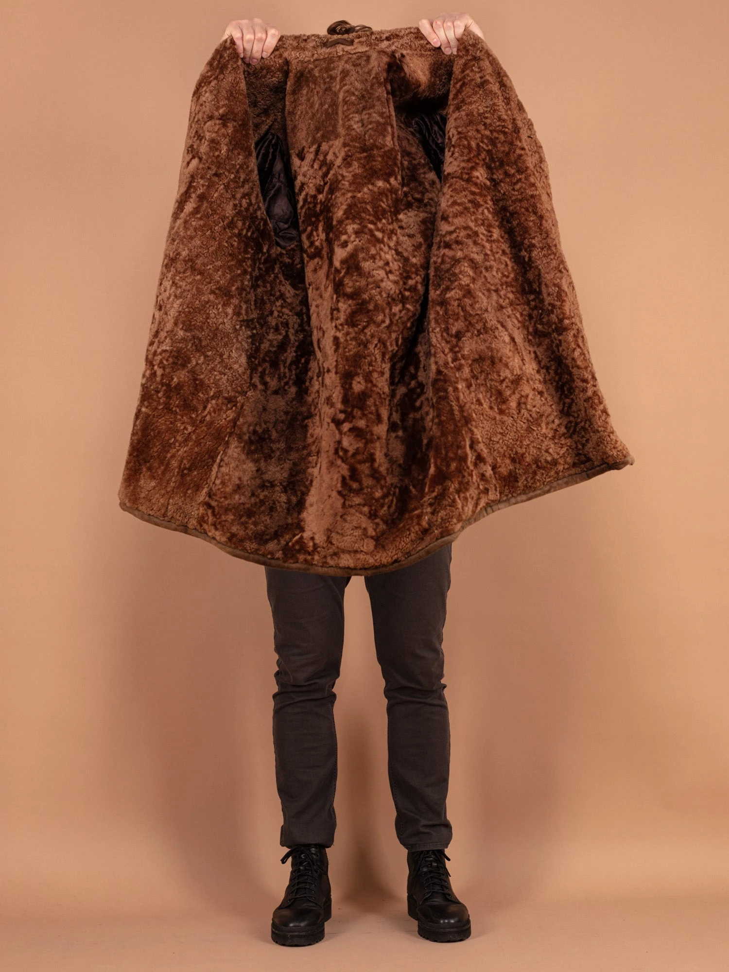 Vintage 70's Men Western Sheepskin Suede Coat In Brown 4 Vintage 70's Men Western Sheepskin Suede Coat In Brown - Image 4