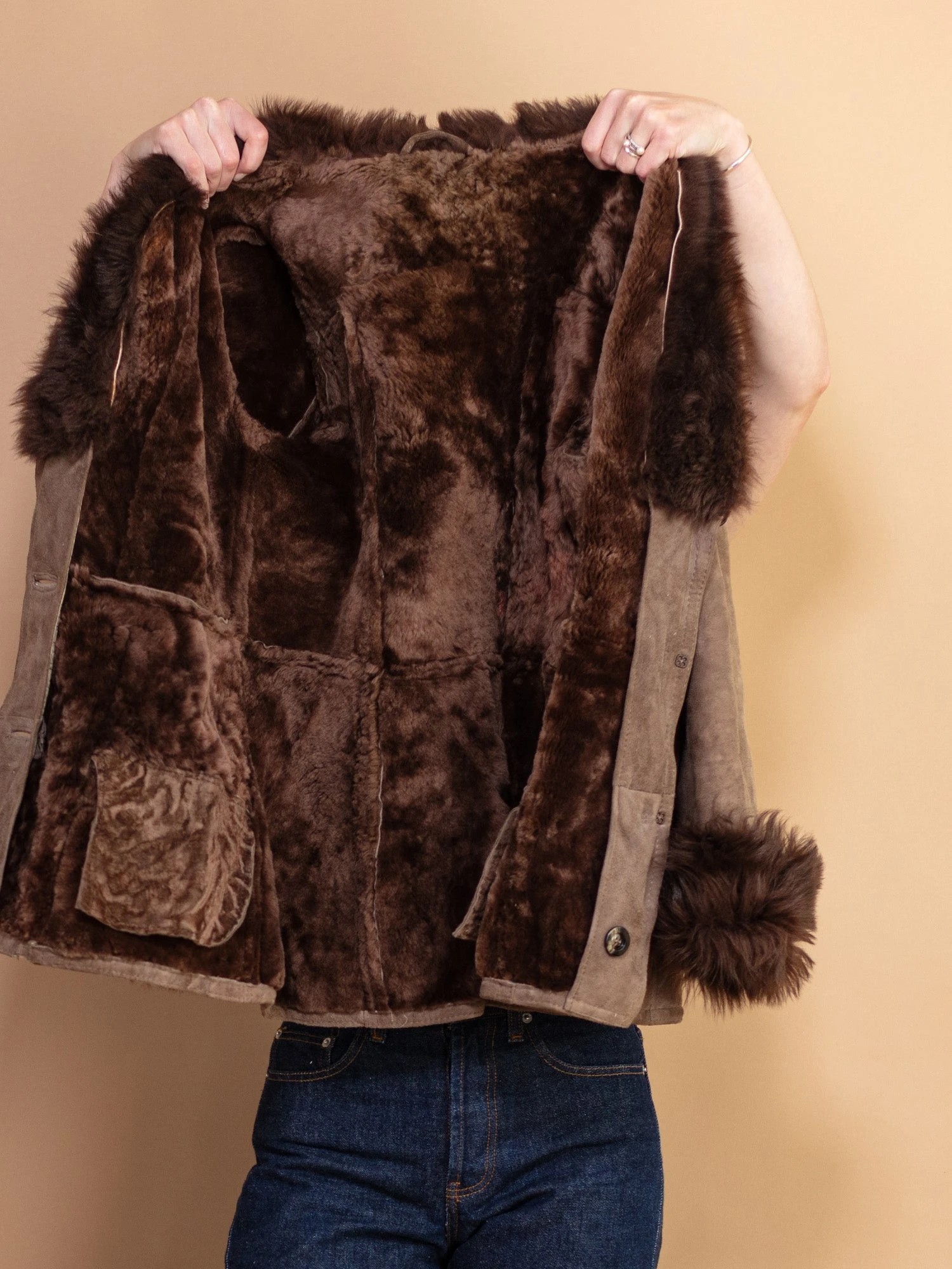 Vintage 70's Women Penny Lane Suede Coat In Brown 4 Vintage 70's Women Penny Lane Suede Coat In Brown - Image 4