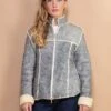 Vintage 70's Women Sheepskin Jacket In Grey