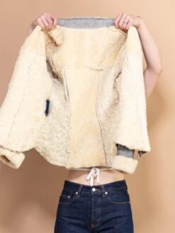 Vintage 70's Women Sheepskin Jacket In Grey -Northern Grip vintage 70s women sheepskin jacket grey 4