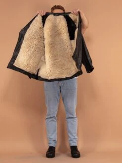 Vintage 80's Men Biker Leather Sheepskin Jacket In Black 7 Vintage 80's Men Biker Leather Sheepskin Jacket In Black -Northern Grip vintage 80s men biker moto leather sheepskin jacket black 4