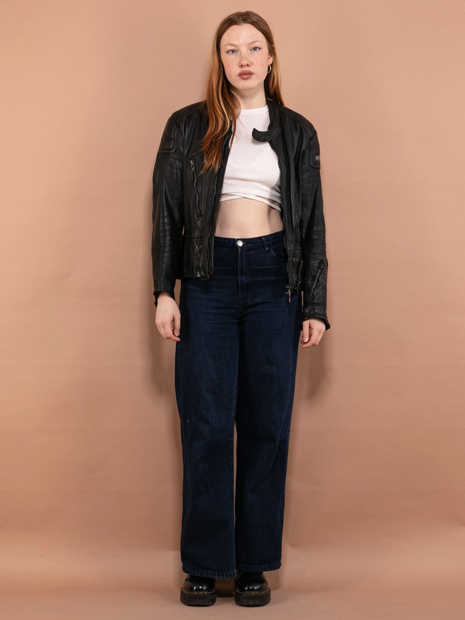 Vintage 80's Women Motorcycle Leather Jacket In Black 1 Vintage 80's Women Motorcycle Leather Jacket In Black