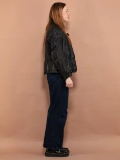 Vintage 80's Women Motorcycle Leather Jacket In Black 7 Vintage 80's Women Motorcycle Leather Jacket In Black -Northern Grip vintage 80s women black motorcycle leather jacket 2