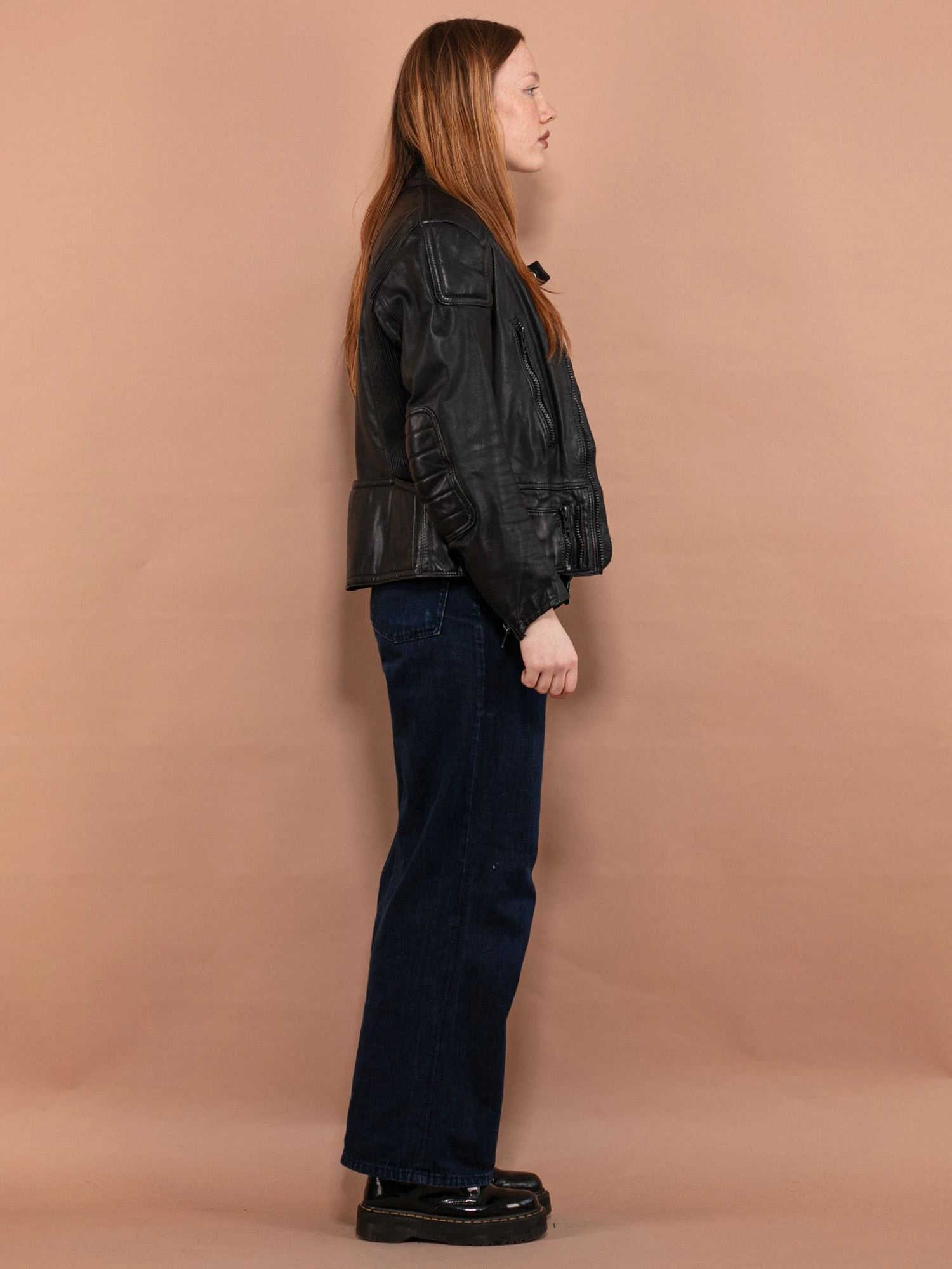 Vintage 80's Women Motorcycle Leather Jacket In Black 3 Vintage 80's Women Motorcycle Leather Jacket In Black - Image 3