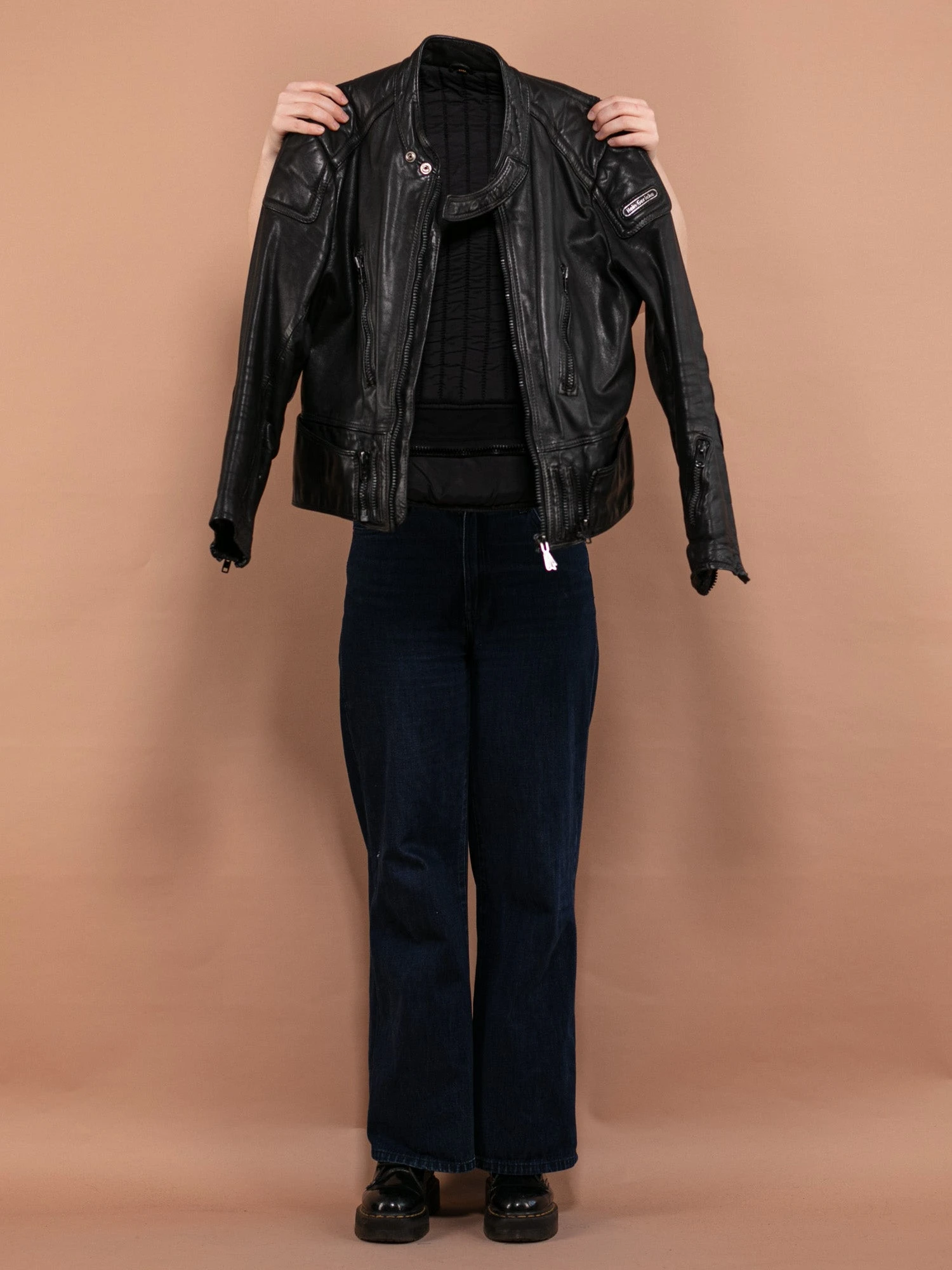 Vintage 80's Women Motorcycle Leather Jacket In Black 4 Vintage 80's Women Motorcycle Leather Jacket In Black - Image 4