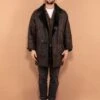 Vintage 90's Men Sheepskin Leather Coat In Grey