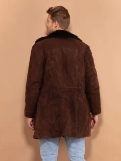 Vintage 90's Men Sheepskin Suede Coat In Chocolate Brown 6 Vintage 90's Men Sheepskin Suede Coat In Chocolate Brown -Northern Grip vintage 90s men suede sheepskin coat brown 5