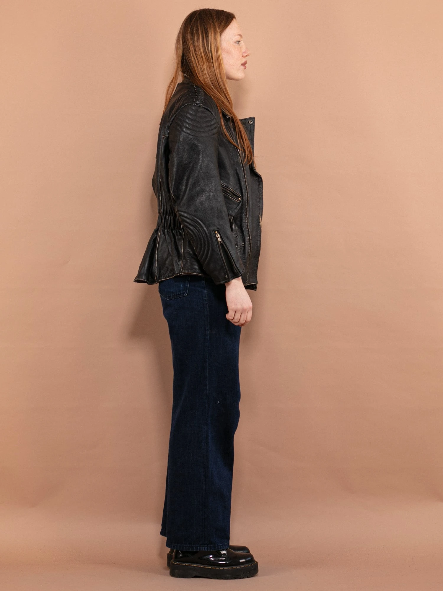 Vintage 90's Women Leather Biker Jacket In Black 3 Vintage 90's Women Leather Biker Jacket In Black - Image 3