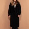 Vintage 90's Women Suede Overcoat In Black