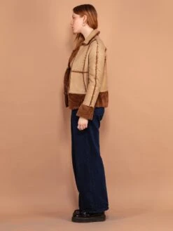 Vintage 90's Women Boho Sheepskin Jacket In Beige -Northern Grip vintage 90s women boho sheepskin jacket beige 2