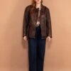 Vintage 90's Women Worn In Leather Jacket In Brown