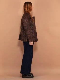 Vintage 90's Women Worn In Leather Jacket In Brown -Northern Grip vintage 90s women brown leather biker jacket distressed 2