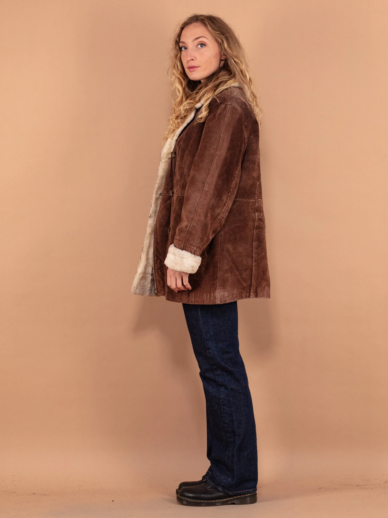 Vintage 90's Women Suede Coat In Brown 3 Vintage 90's Women Suede Coat In Brown - Image 3