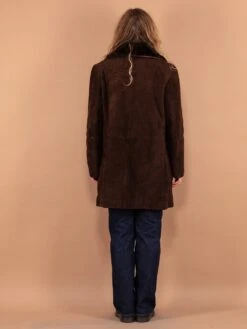 Vintage 90's Women Suede Coat In Dark Brown 5 Vintage 90's Women Suede Coat In Dark Brown -Northern Grip vintage 90s women dark brown suede autumn coat 3