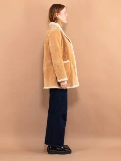 Vintage 90's Women Faux Sheepskin Coat In Light Brown -Northern Grip vintage 90s women faux sheepskin sherpa coat light brown 2
