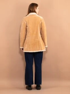 Vintage 90's Women Faux Sheepskin Coat In Light Brown -Northern Grip vintage 90s women faux sheepskin sherpa coat light brown 3