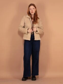 Vintage 00's Women Sherpa Lined Jacket In Beige
