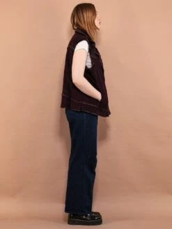 Vintage 00's Women Faux Shearling Vest In Purple -Northern Grip vintage Y2K women faux shearling sherpa vest purple 2