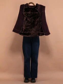 Vintage 00's Women Faux Shearling Vest In Purple -Northern Grip vintage Y2K women faux shearling sherpa vest purple 4