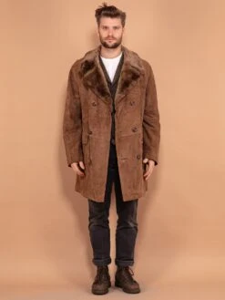 Vintage 90's Men Western Suede Coat In Brown