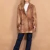 Vintage 90's Women Western Style Suede Coat In Brown